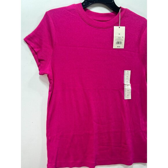 A New Day - Women's Slim Fit Short Sleeve Ribbed T-Shirt - Pink - Extra Large - Picture 14 of 15